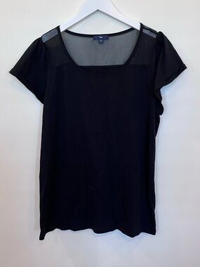 Gap Sheer Panel Top Mesh Black Womens Xl Stretch Cotton Soft Lightweight